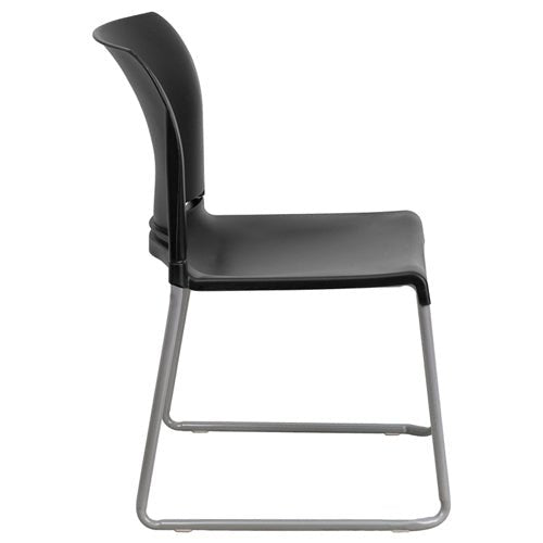 Flash Furniture HERCULES Series 880 lb. Capacity Black Full Back Contoured Stack Chair with Sled Base(FLA-RUT-238A-BK-GG) - SchoolOutlet
