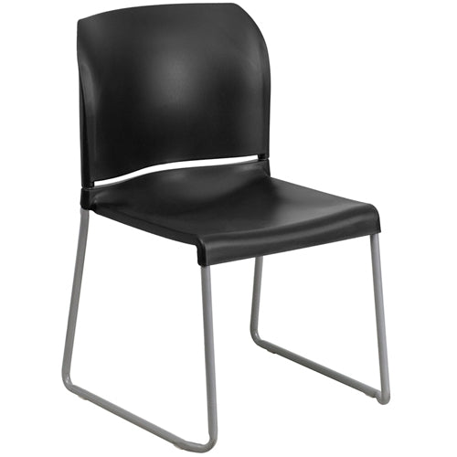 Flash Furniture HERCULES Series 880 lb. Capacity Black Full Back Contoured Stack Chair with Sled Base(FLA-RUT-238A-BK-GG) - SchoolOutlet