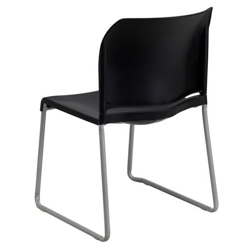 Flash Furniture HERCULES Series 880 lb. Capacity Black Full Back Contoured Stack Chair with Sled Base(FLA-RUT-238A-BK-GG) - SchoolOutlet