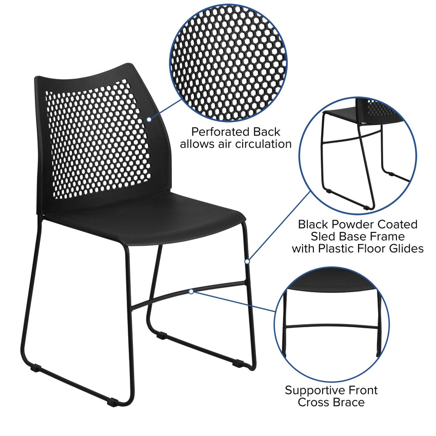 HERCULES Series 661 lb. Capacity Stack Chair with Air-Vent Back and Powder Coated Sled Base - SchoolOutlet