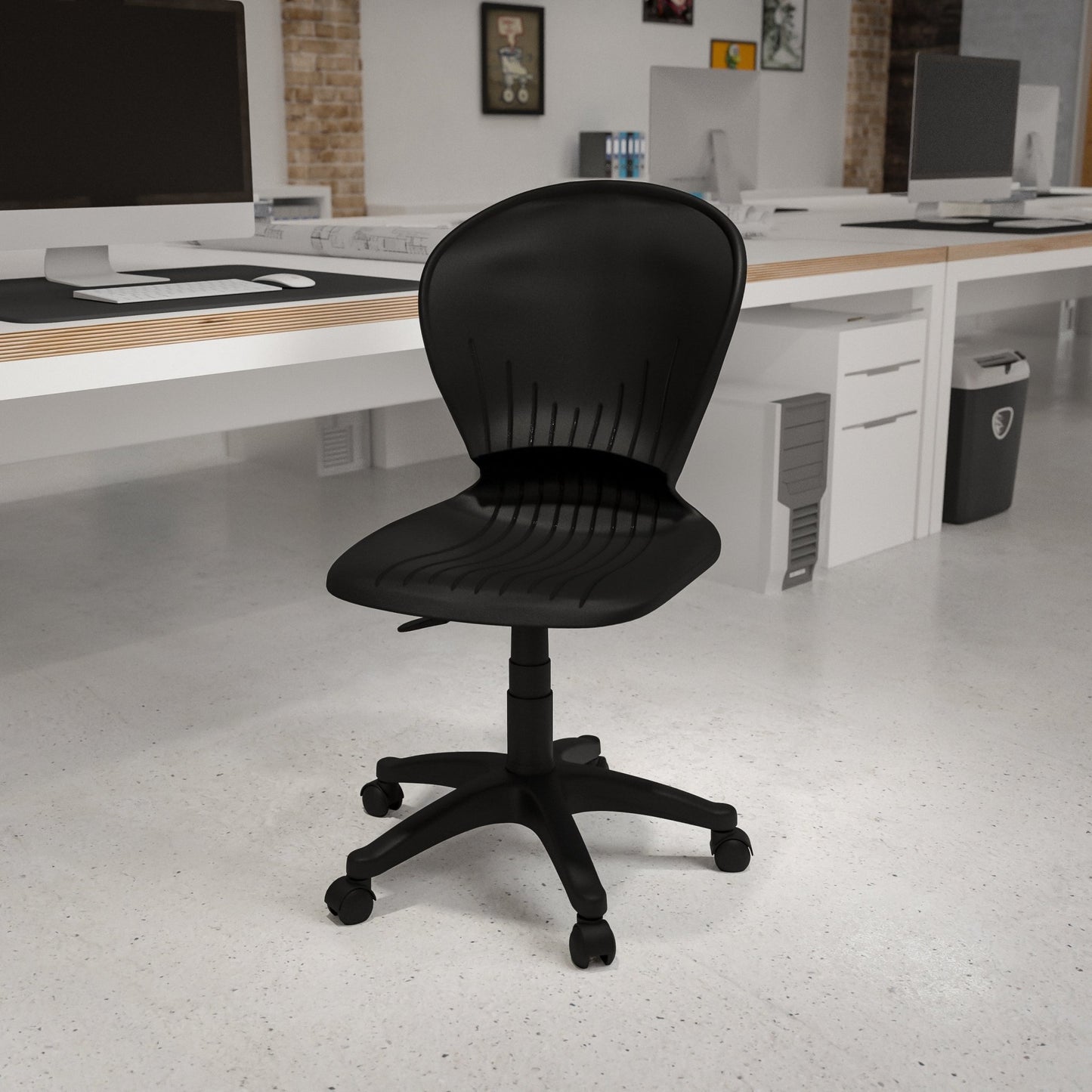 Sorho Mid-Back Black Plastic Swivel Task Office Chair - SchoolOutlet
