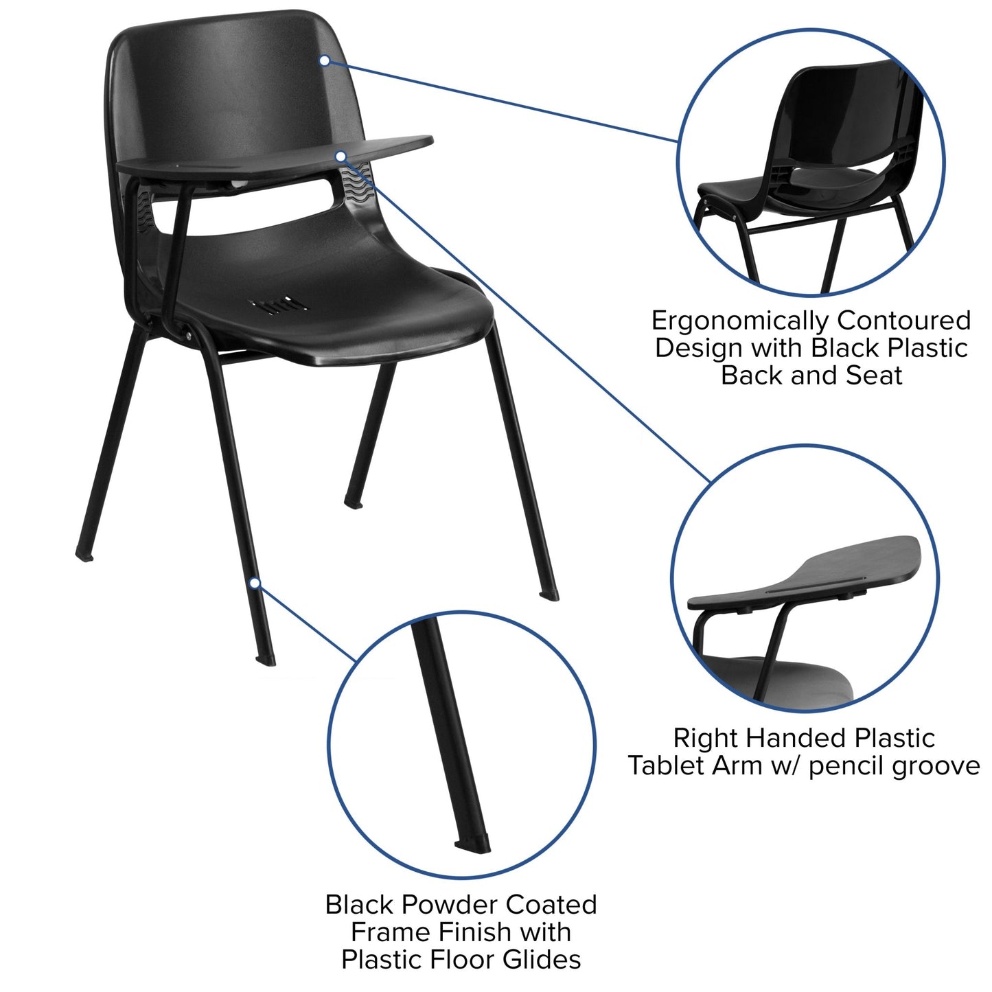 HERCULES Ergonomic Shell Chair with Right Handed Flip-Up Tablet Arm - SchoolOutlet