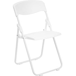 Flash Furniture HERCULES Series 500 lb. Capacity Heavy Duty White Plastic Folding Chair with Built-in Ganging Brackets (FLA-RUT-I-WHITE-GG)