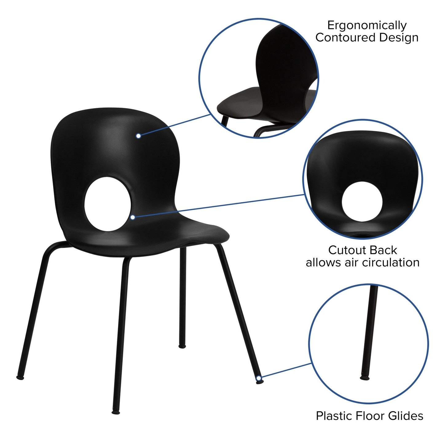 HERCULES Series 770 lb. Capacity Designer Plastic Stack Chair with Frame - SchoolOutlet