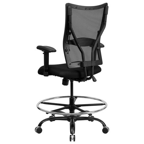 Flash Furniture HERCULES Series Big & Tall Black Mesh Drafting Stool with Arms(FLA-WL-5029SYG-AD-GG) - SchoolOutlet