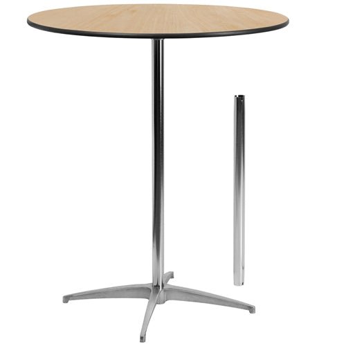 Flash Furniture 36'' Round Wood Cocktail Table with 30'' and 42'' Columns(FLA-XA-36-COTA-GG) - SchoolOutlet