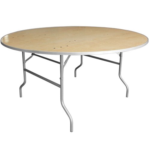 Flash Furniture 60'' Round HEAVY DUTY Birchwood Folding Banquet Table with METAL Edges(FLA-XA-60-BIRCH-M-GG) - SchoolOutlet