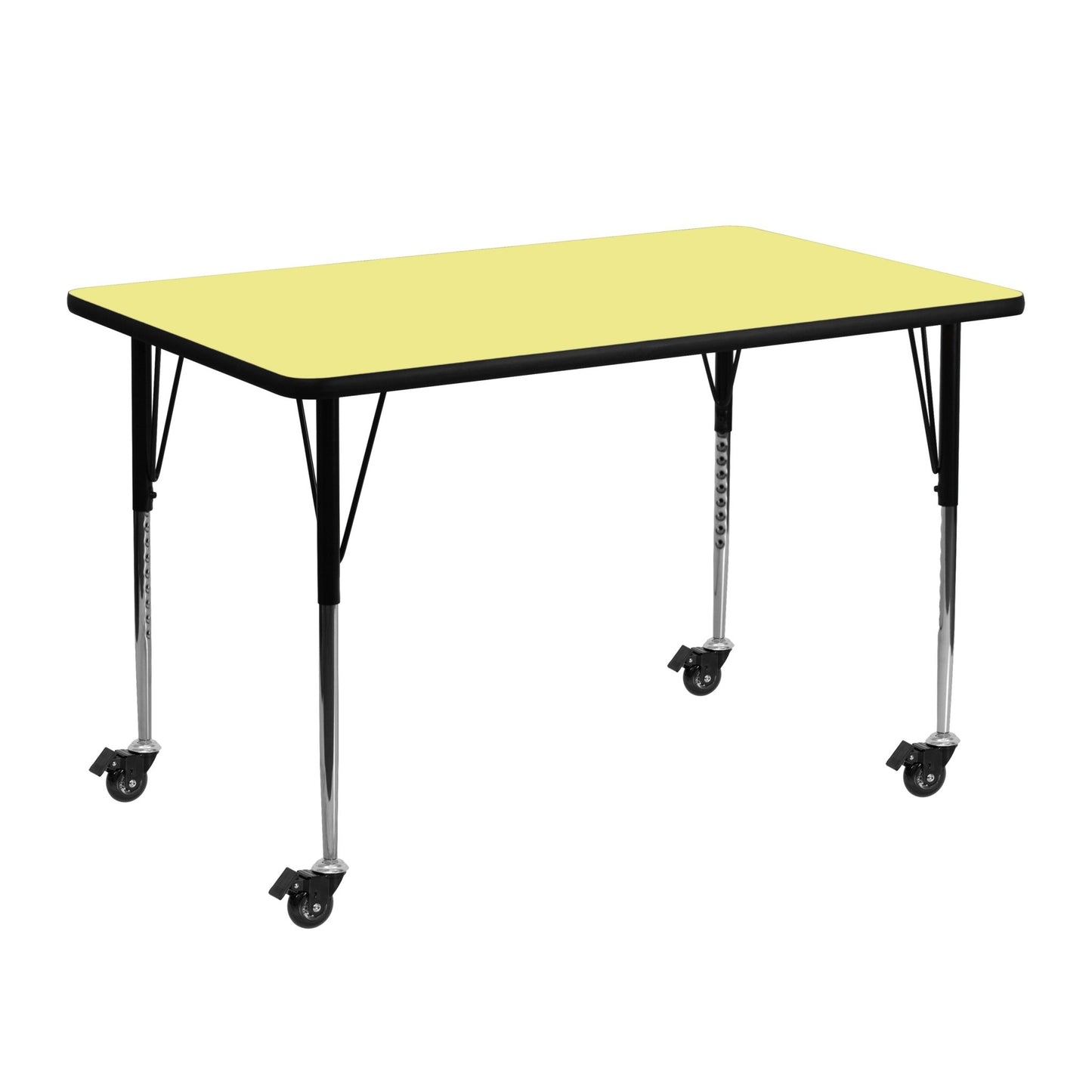 Wren Mobile 24''W x 48''L Rectangular Thermal Laminate Activity Table - Standard Height Adjustable Legs - SchoolOutlet