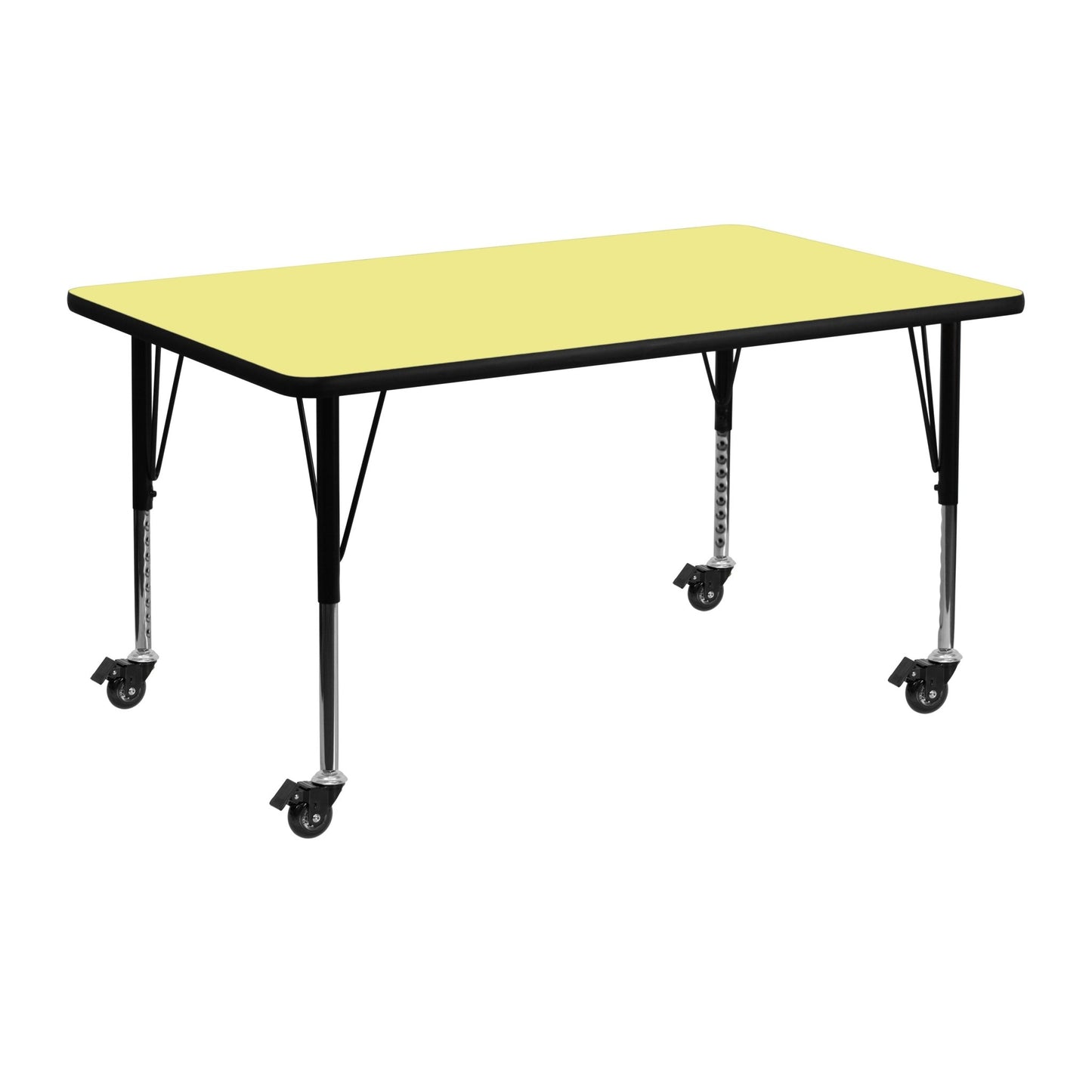 Wren Mobile 24''W x 48''L Rectangular Thermal Laminate Activity Table - Standard Height Adjustable Legs - SchoolOutlet