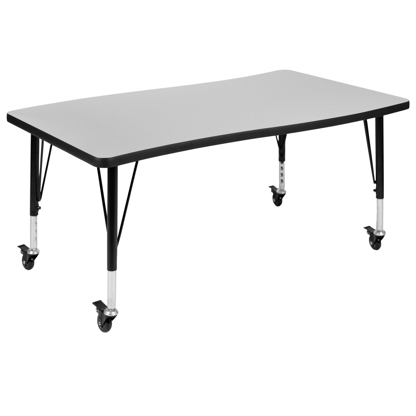 Wren Mobile 28"W x 47.5"L Rectangle Wave Flexible Collaborative Laminate Activity Table-Standard Height Adjust Legs - SchoolOutlet