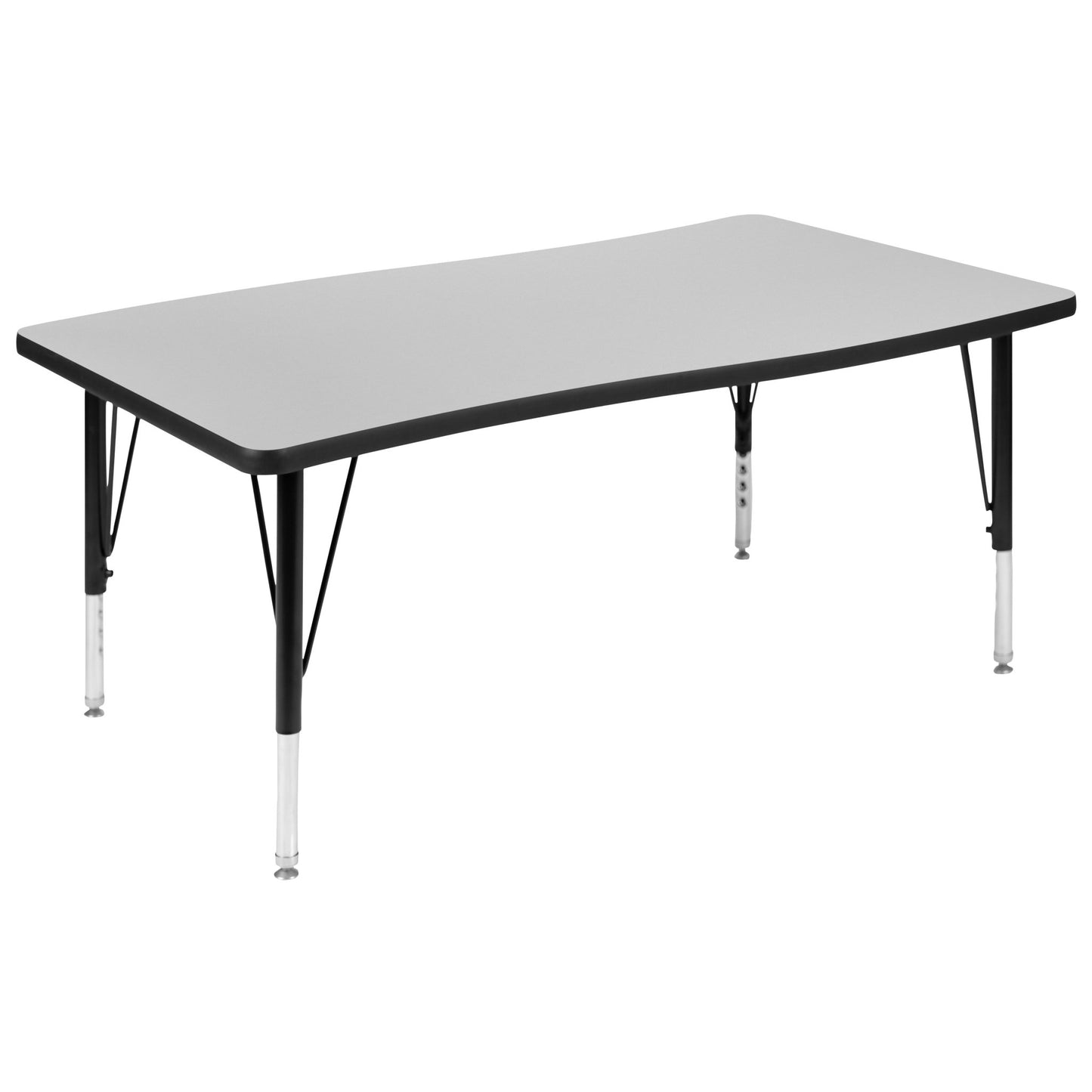Wren Mobile 28"W x 47.5"L Rectangle Wave Flexible Collaborative Laminate Activity Table-Standard Height Adjust Legs - SchoolOutlet