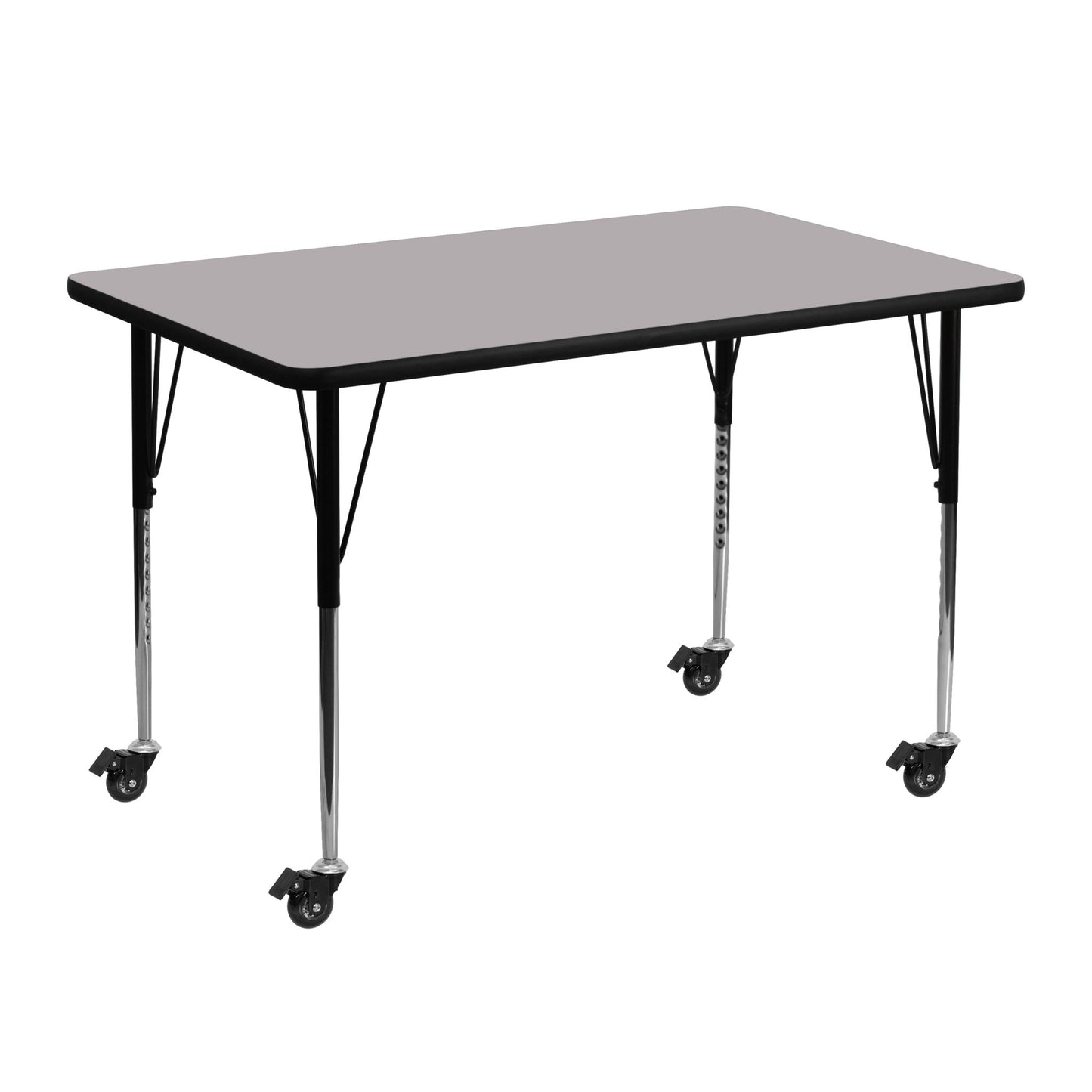 Wren Mobile 30''W x 48''L Rectangular Thermal Laminate Activity Table - Standard Height Adjustable Legs - SchoolOutlet