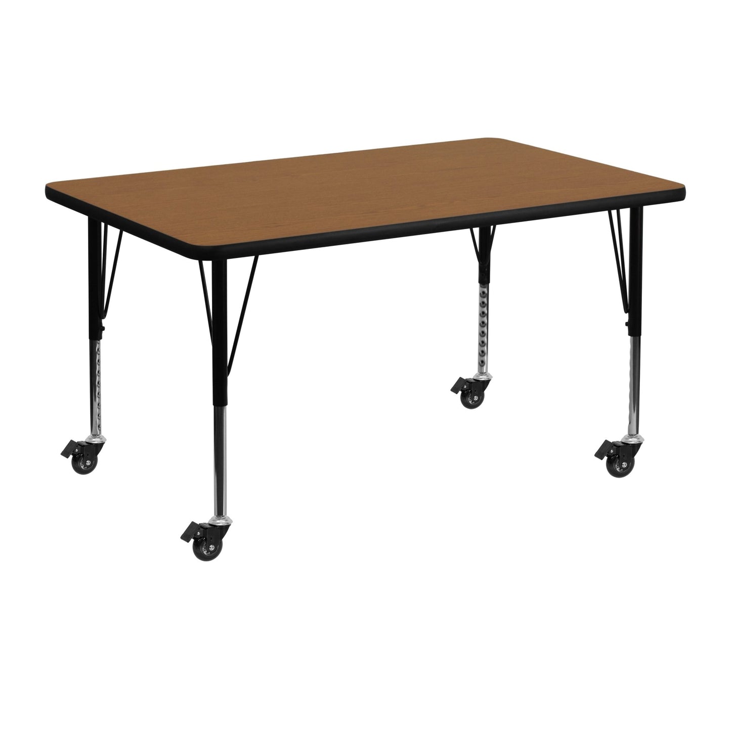 Wren Mobile 30''W x 48''L Rectangular Thermal Laminate Activity Table - Standard Height Adjustable Legs - SchoolOutlet