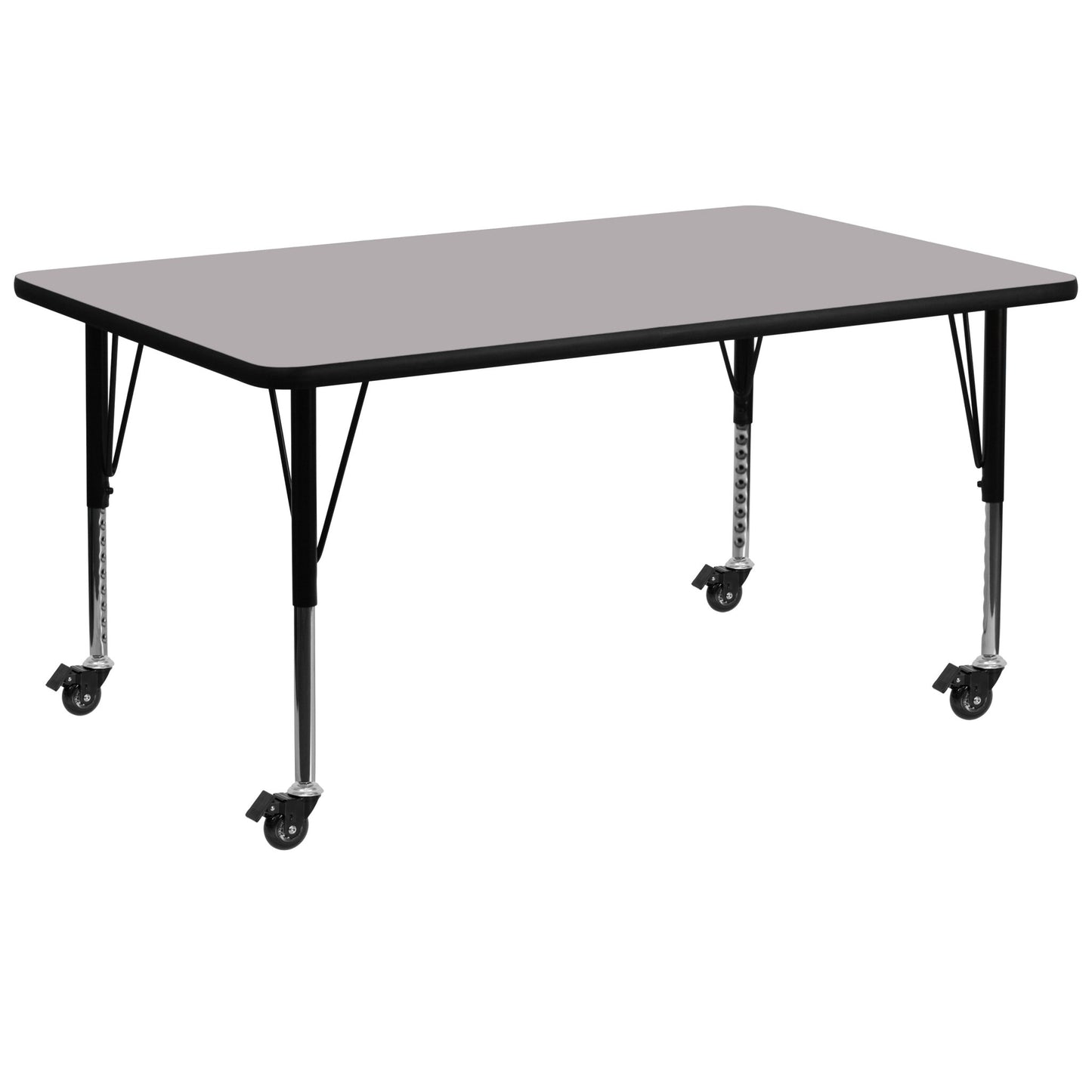 Wren Mobile 30''W x 72''L Rectangular Thermal Laminate Activity Table - Standard Height Adjustable Legs - SchoolOutlet