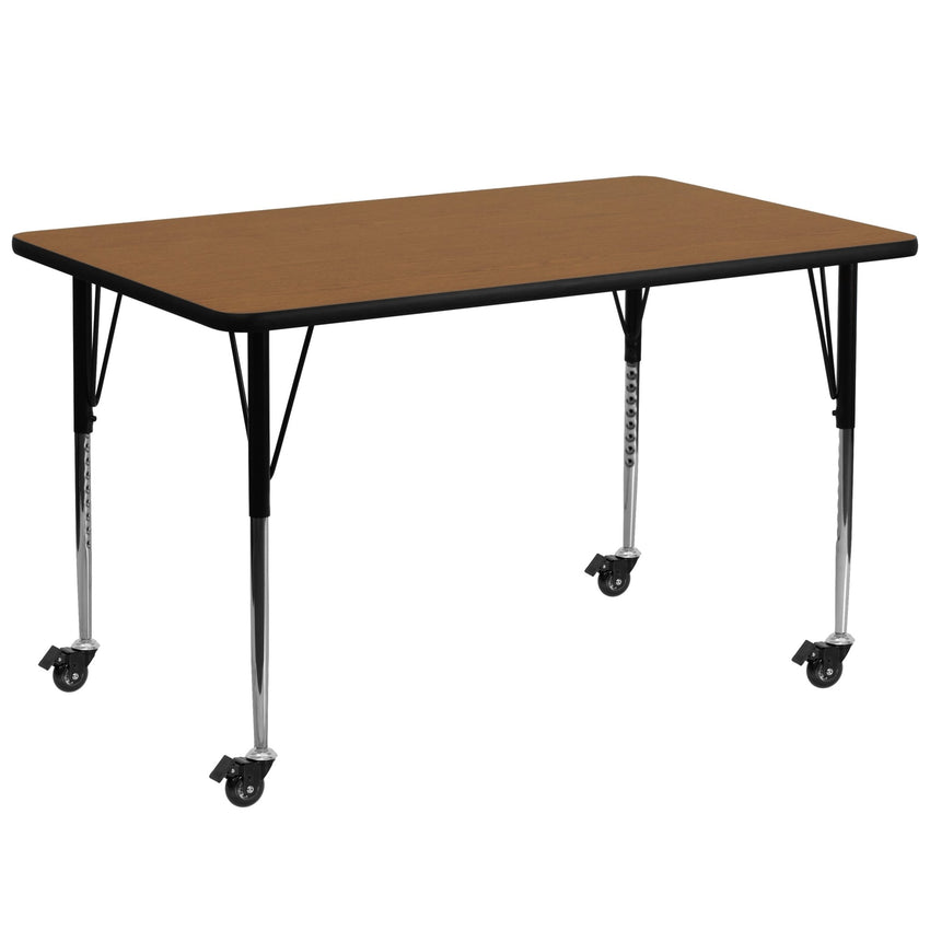 Wren Mobile 30''W x 72''L Rectangular Thermal Laminate Activity Table - Standard Height Adjustable Legs - SchoolOutlet