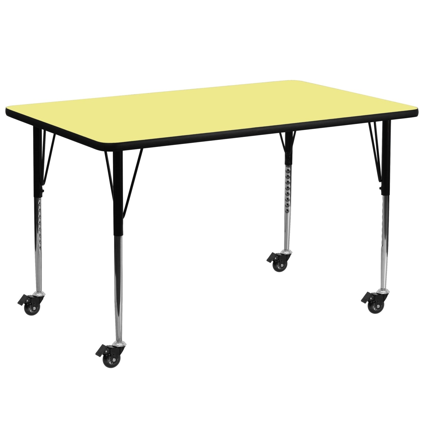 Wren Mobile 30''W x 72''L Rectangular Thermal Laminate Activity Table - Standard Height Adjustable Legs - SchoolOutlet