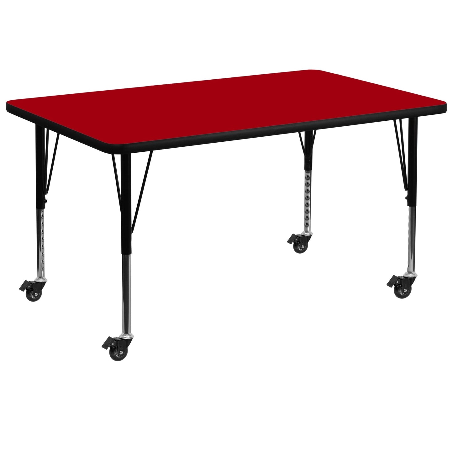 Wren Mobile 36''W x 72''L Rectangular Thermal Laminate Activity Table - Standard Height Adjustable Legs - SchoolOutlet