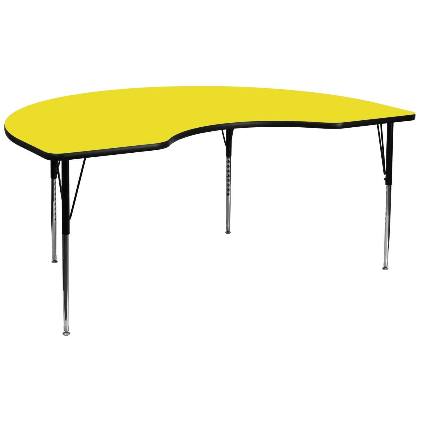 Wren Mobile 48''W x 96''L Kidney HP Laminate Activity Table - Standard Height Adjustable Legs - SchoolOutlet