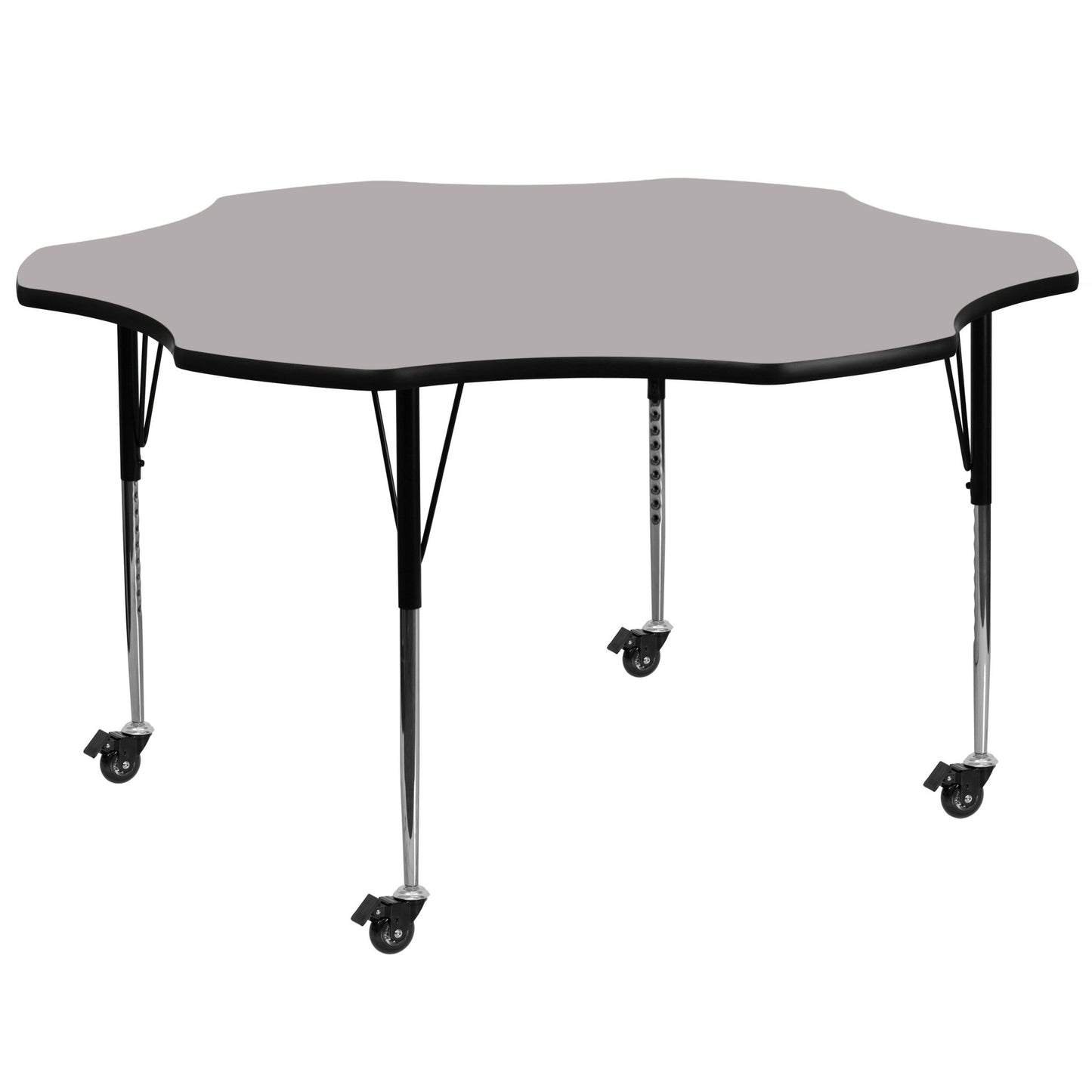 Wren Mobile 60'' Flower Thermal Laminate Activity Table - Height Adjustable Legs - XU-A60-FLR - SchoolOutlet