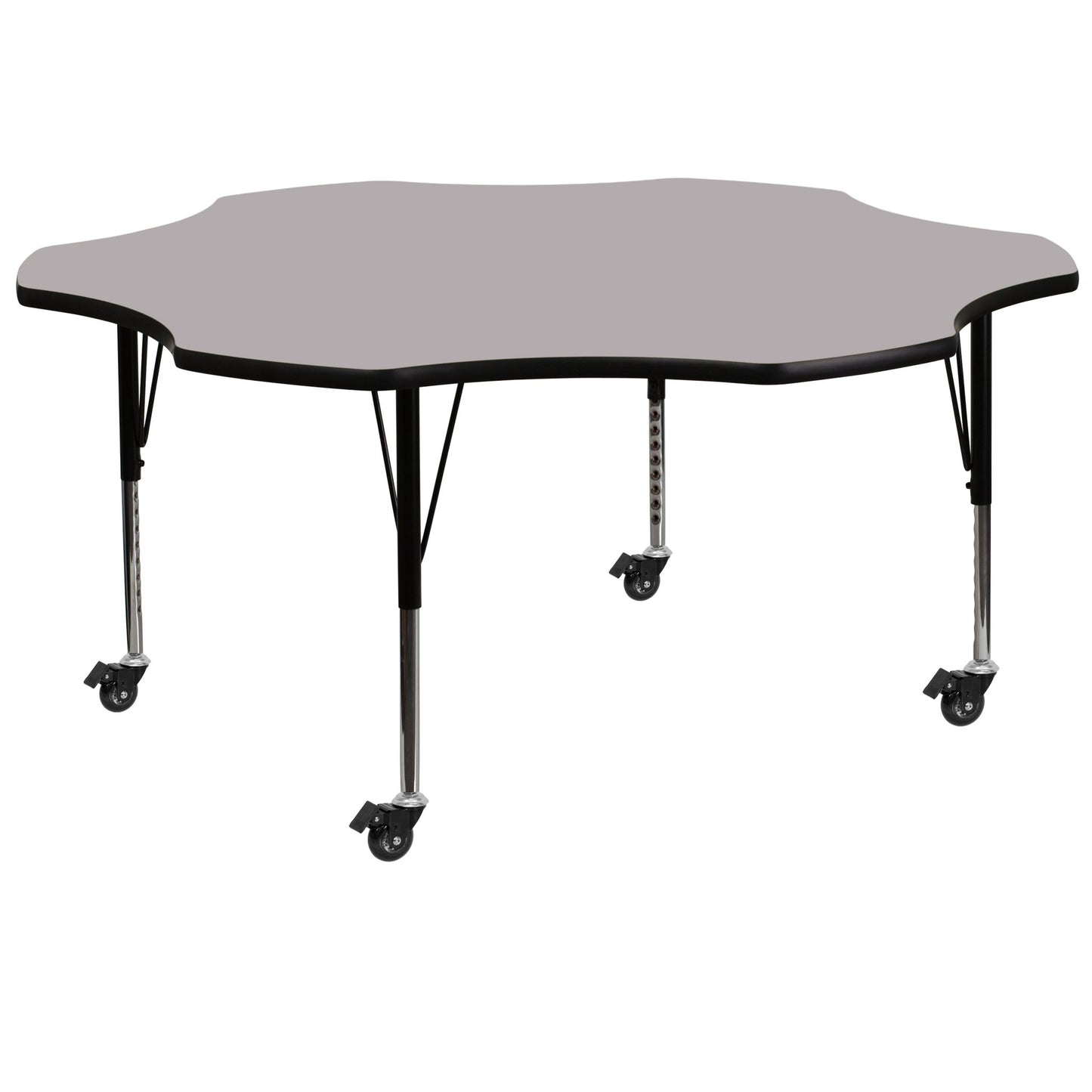 Wren Mobile 60'' Flower Thermal Laminate Activity Table - Height Adjustable Legs - XU-A60-FLR - SchoolOutlet