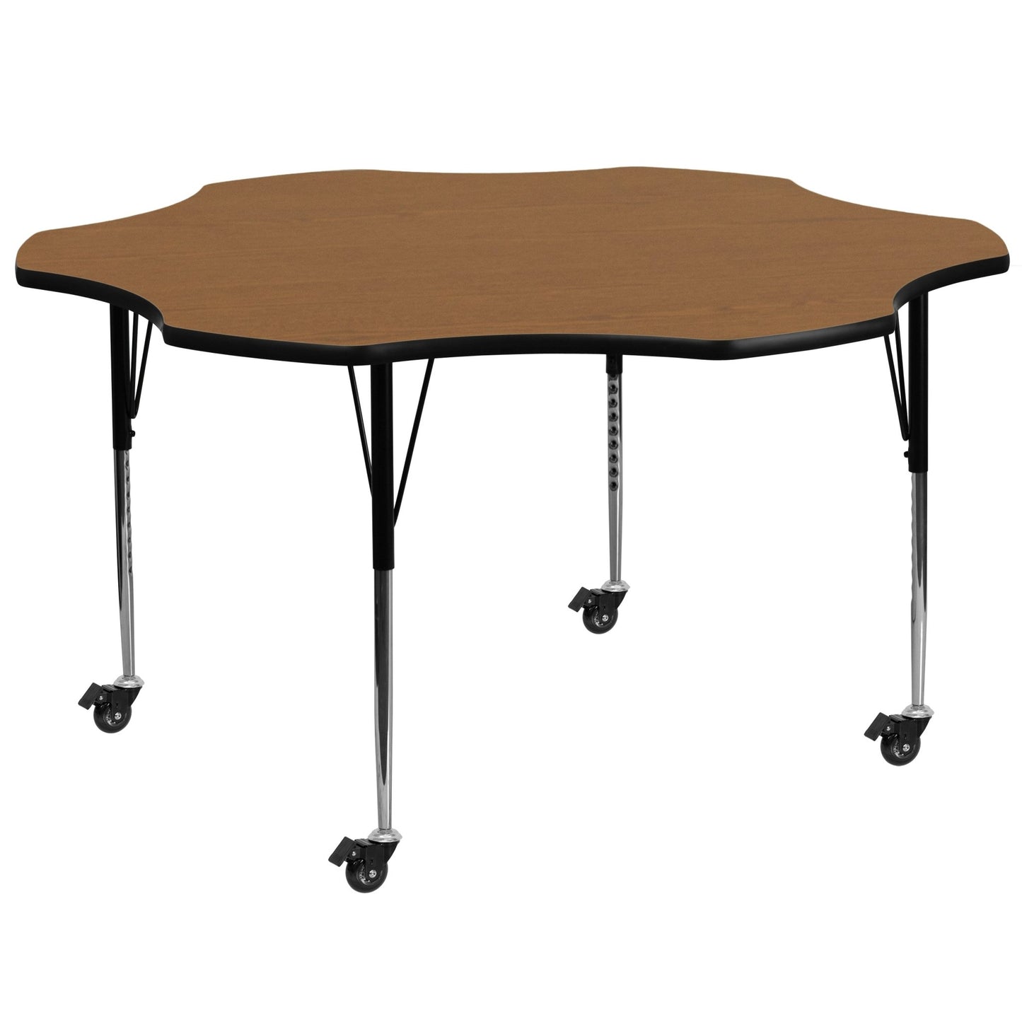 Wren Mobile 60'' Flower Thermal Laminate Activity Table - Height Adjustable Legs - XU-A60-FLR - SchoolOutlet