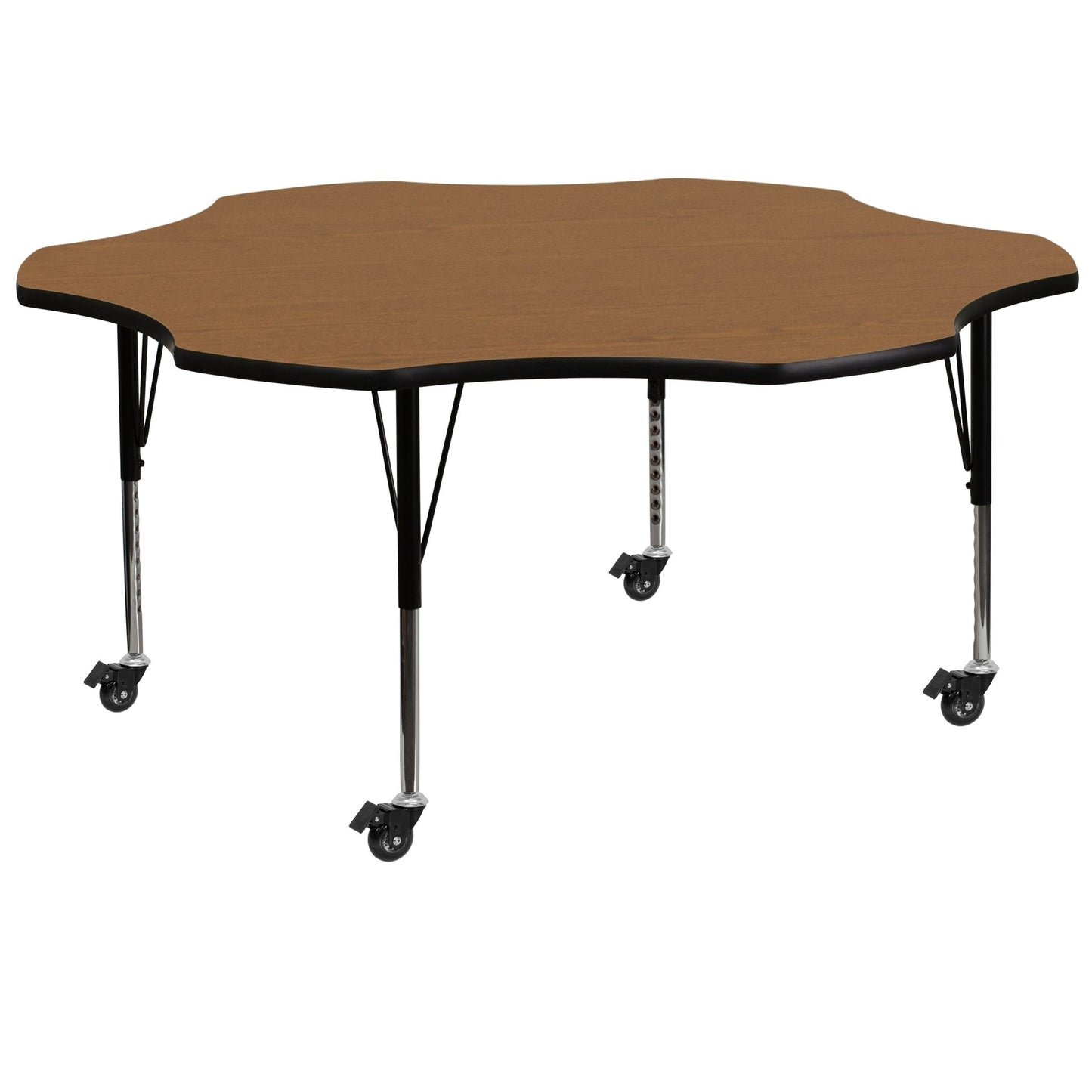 Wren Mobile 60'' Flower Thermal Laminate Activity Table - Height Adjustable Legs - XU-A60-FLR - SchoolOutlet