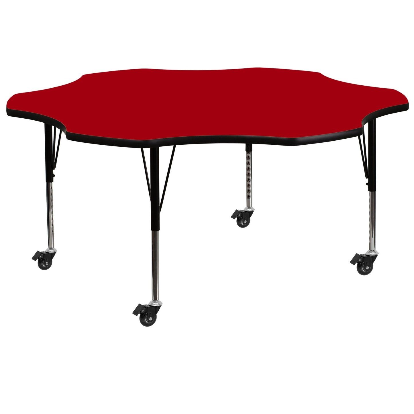 Wren Mobile 60'' Flower Thermal Laminate Activity Table - Height Adjustable Legs - XU-A60-FLR - SchoolOutlet