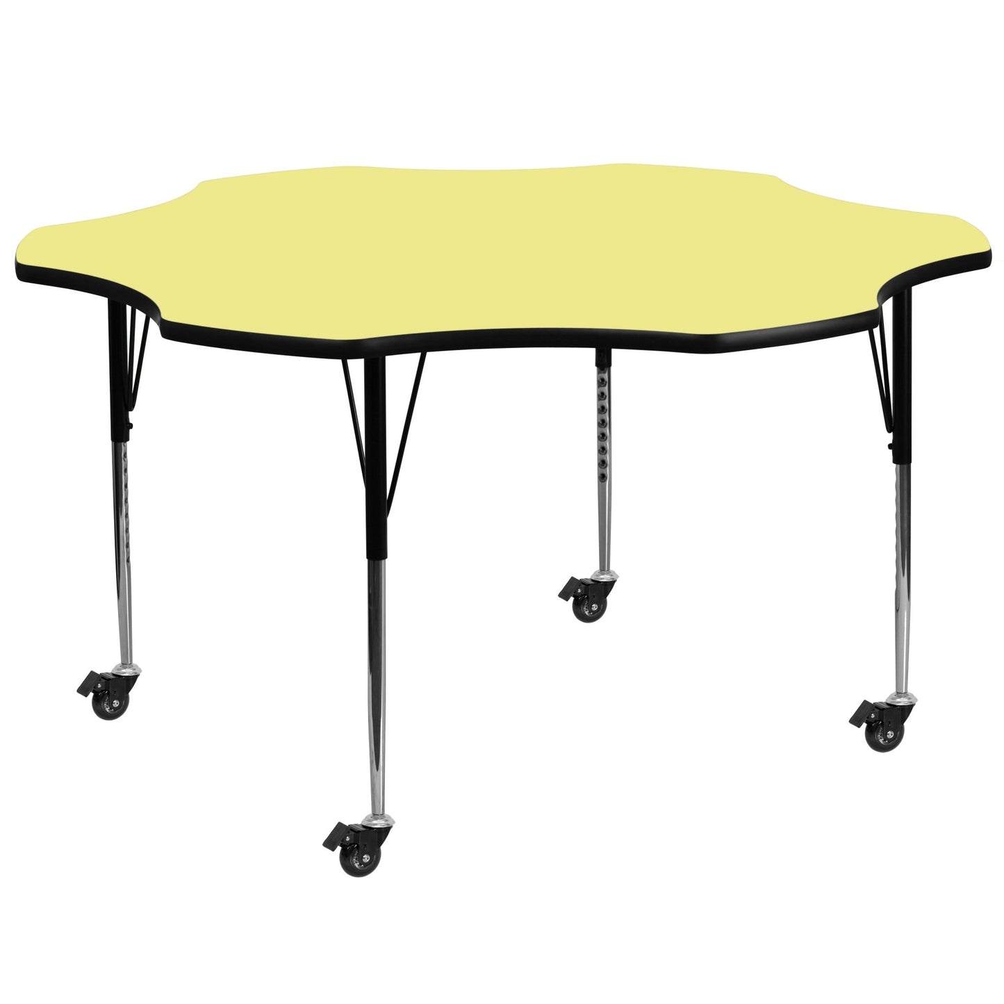 Wren Mobile 60'' Flower Thermal Laminate Activity Table - Height Adjustable Legs - XU-A60-FLR - SchoolOutlet