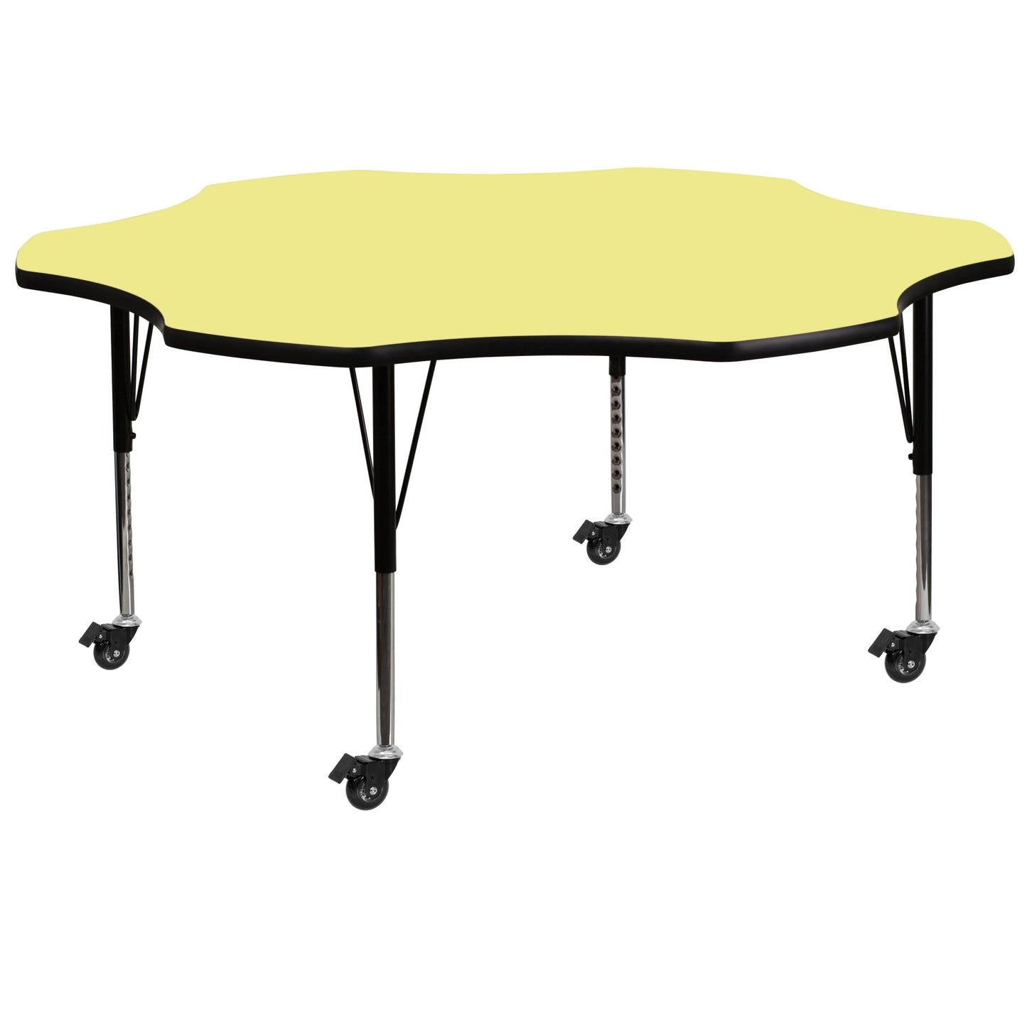 Wren Mobile 60'' Flower Thermal Laminate Activity Table - Height Adjustable Legs - XU-A60-FLR - SchoolOutlet