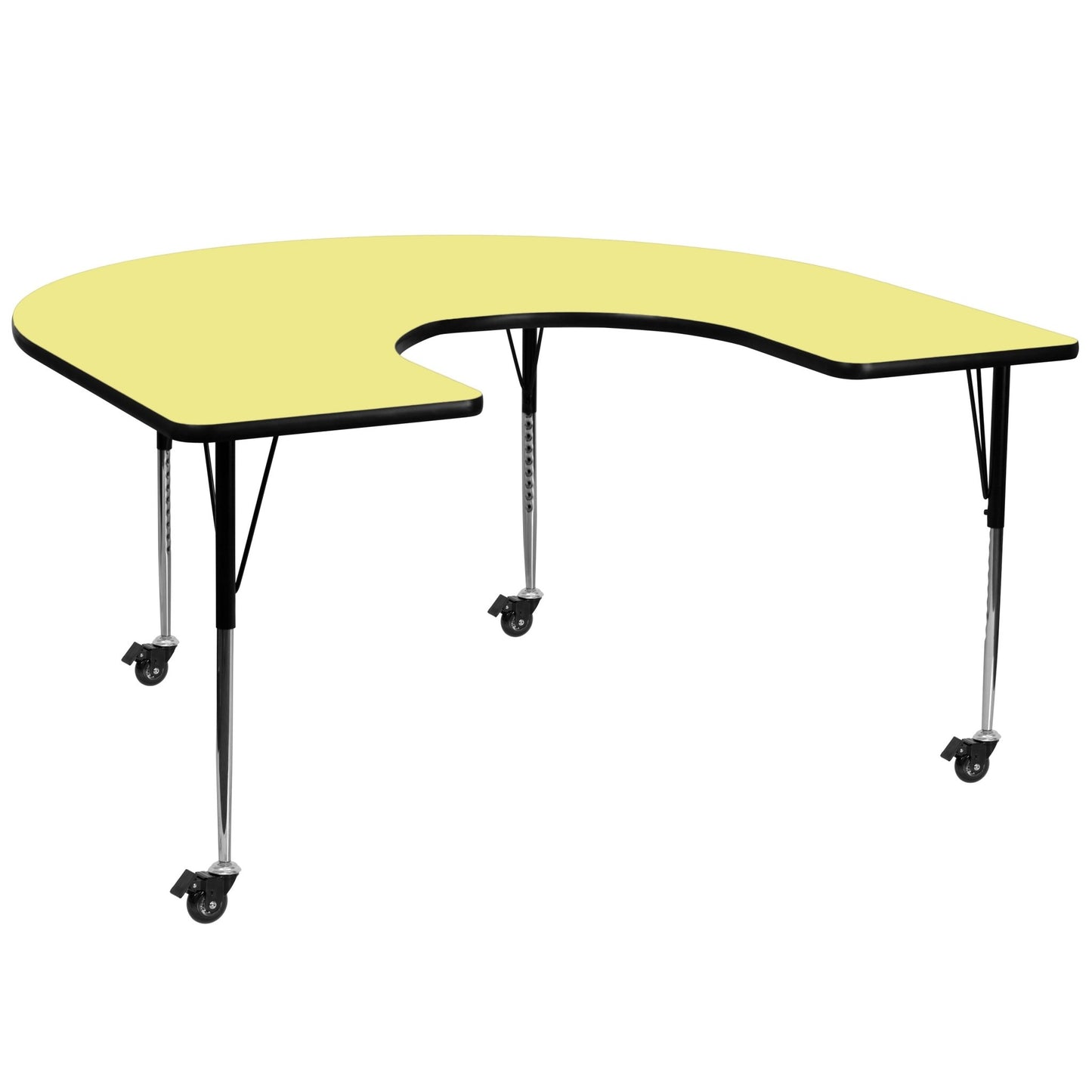 Wren Mobile 60''W x 66''L Horseshoe Thermal Laminate Activity Table - Standard Height Adjustable Legs - SchoolOutlet