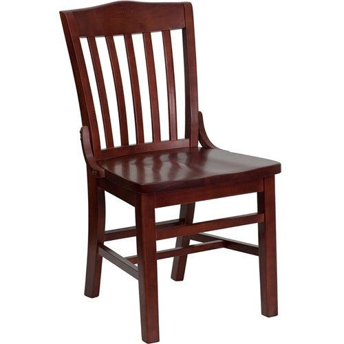 Flash Furniture HERCULES Series Mahogany Finished School House Back Wooden Restaurant Chair(FLA-XU-DG-W0006-MAH-GG) - SchoolOutlet