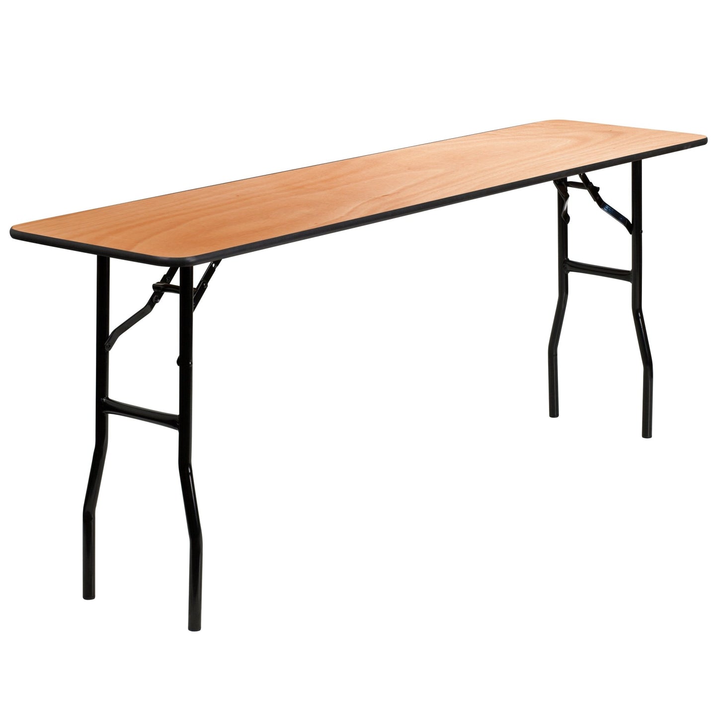 Gael 6-Foot Rectangular Wood Folding Training / Seminar Table with Smooth Clear Coated Finished Top - SchoolOutlet