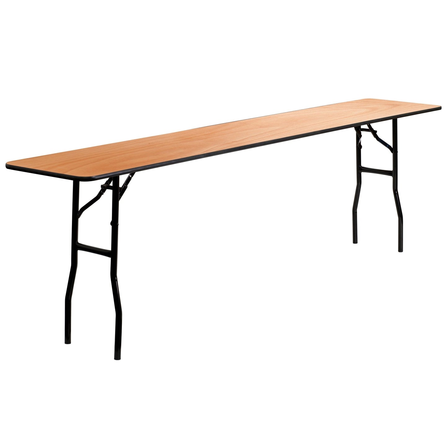Gael 8-Foot Rectangular Wood Folding Training / Seminar Table with Smooth Clear Coated Finished Top - SchoolOutlet