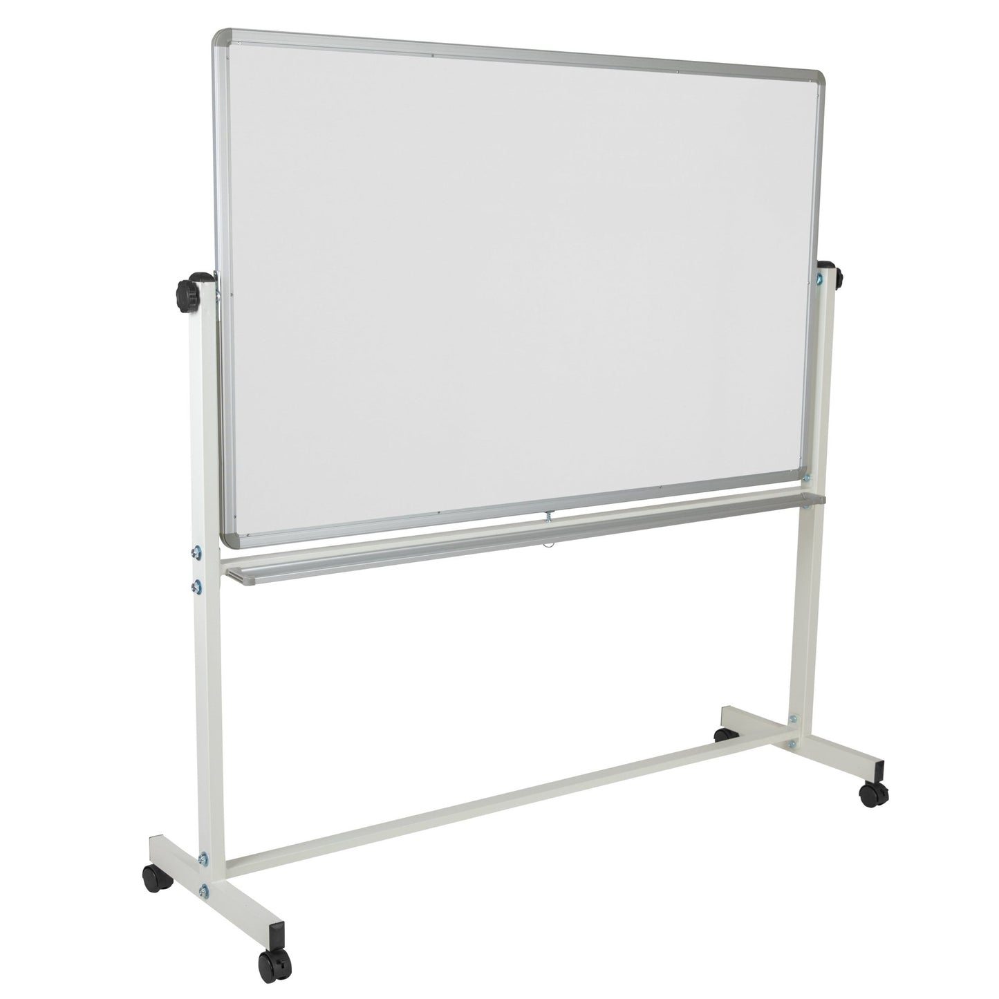 HERCULES Series 64.25"W x 64.75"H Double-Sided Mobile White Board with Pen Tray - SchoolOutlet