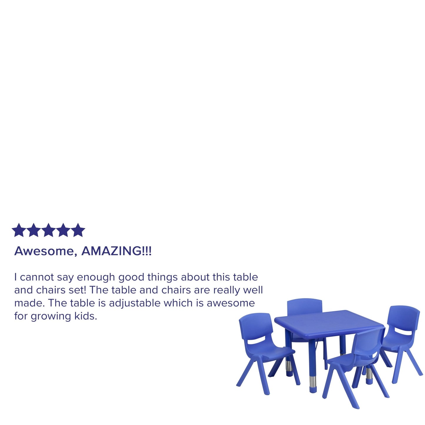 Emmy 24'' Square Plastic Height Adjustable Activity Table Set with 4 Chairs - SchoolOutlet