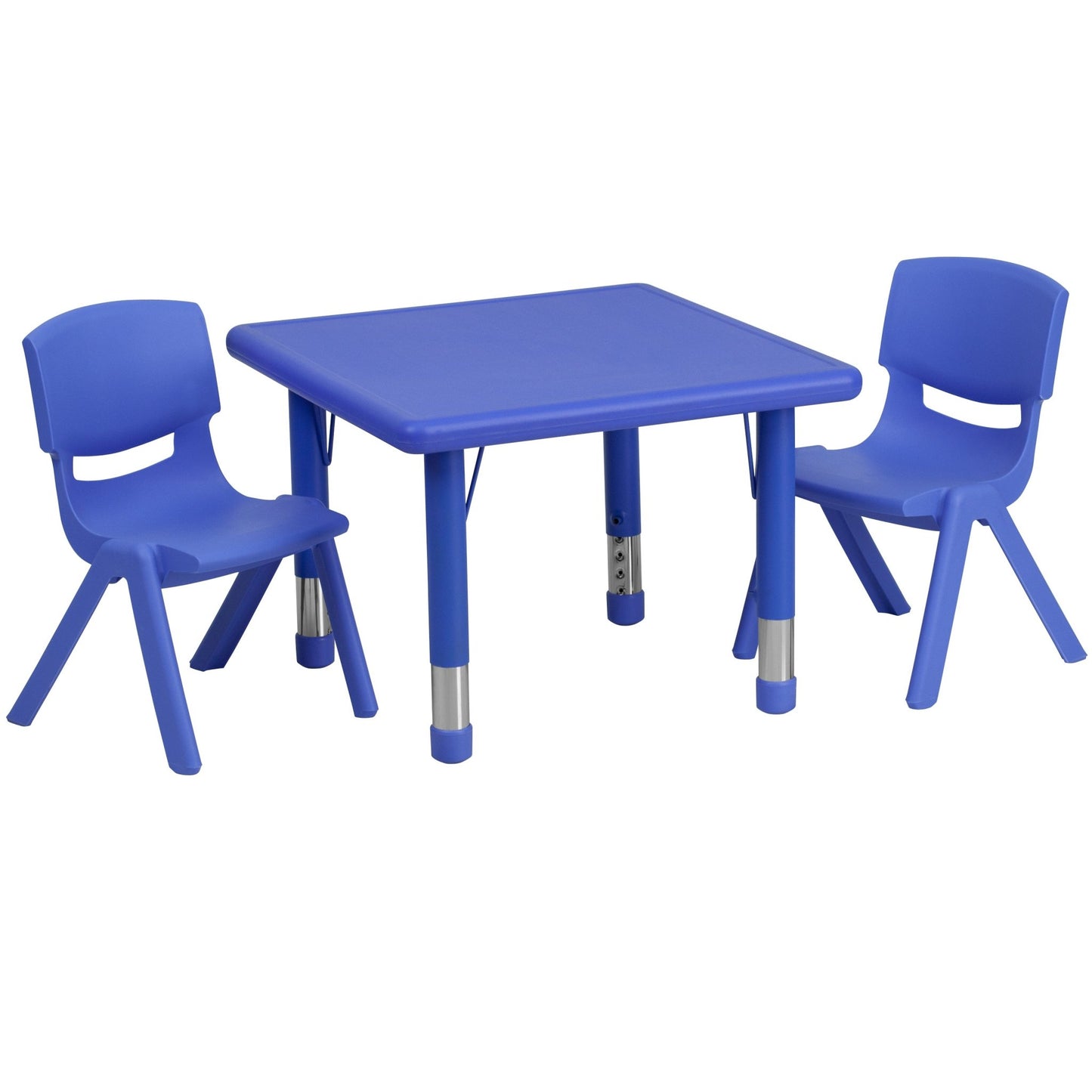 Emmy 24'' Square Plastic Height Adjustable Activity Table Set with 2 Chairs - SchoolOutlet