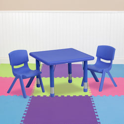 Emmy 24'' Square Plastic Height Adjustable Activity Table Set with 2 Chairs