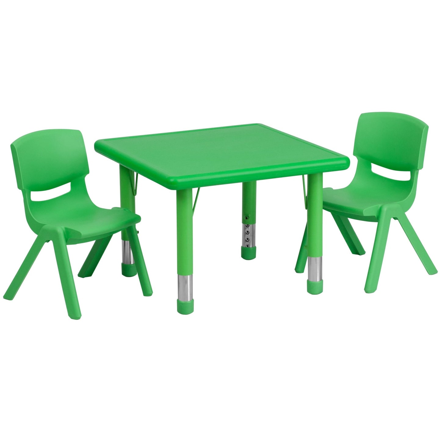 Emmy 24'' Square Plastic Height Adjustable Activity Table Set with 2 Chairs - SchoolOutlet