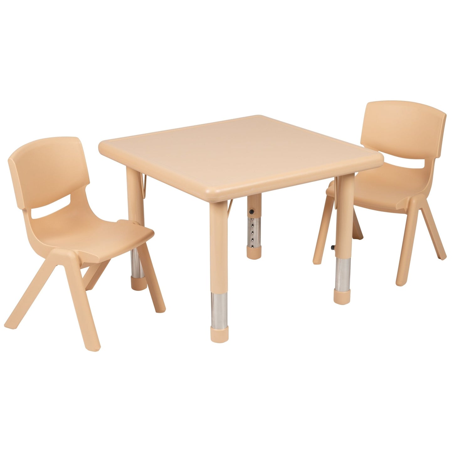 Emmy 24'' Square Plastic Height Adjustable Activity Table Set with 2 Chairs - SchoolOutlet