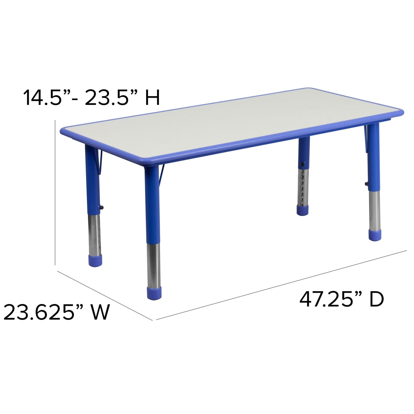 Emmy 23.625''W x 47.25''L Rectangular Plastic Height Adjustable Activity Table Set with 4 Chairs - SchoolOutlet