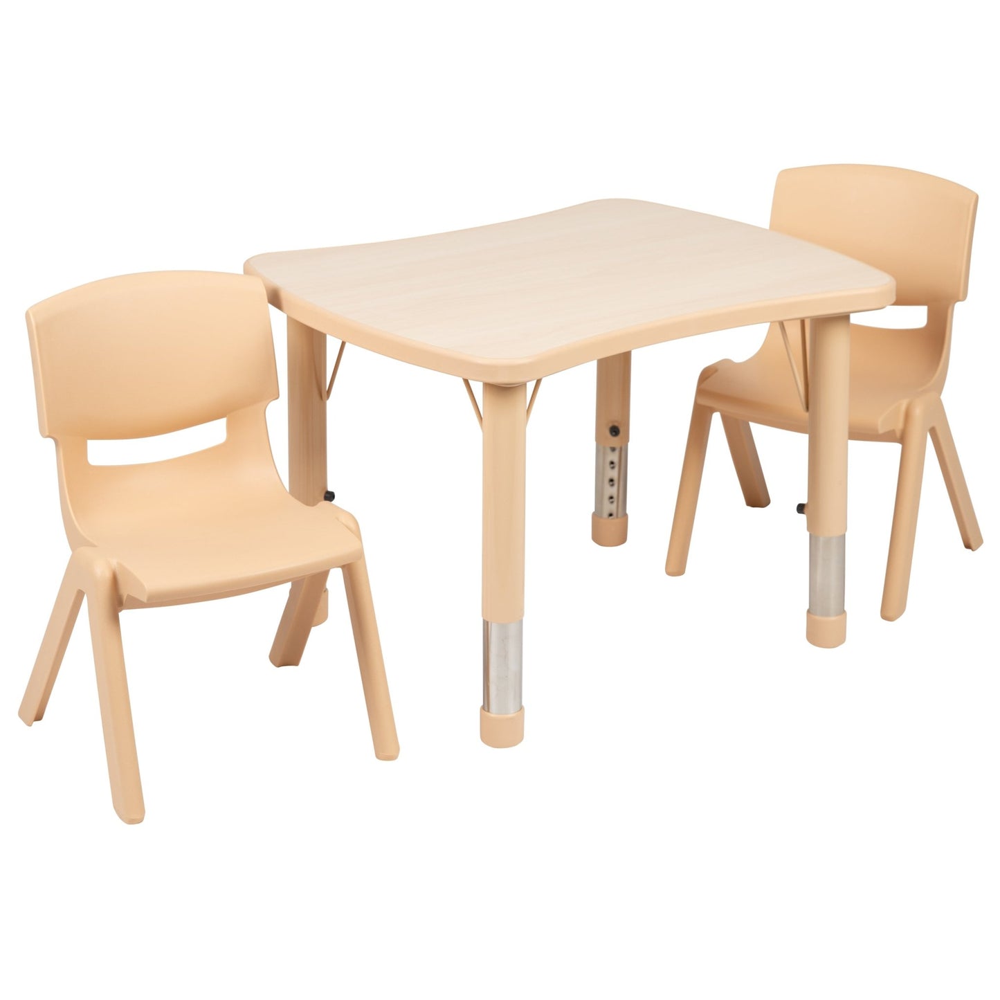 Emmy 21.875''W x 26.625''L Rectangular Plastic Height Adjustable Activity Table Set with 2 Chairs - SchoolOutlet