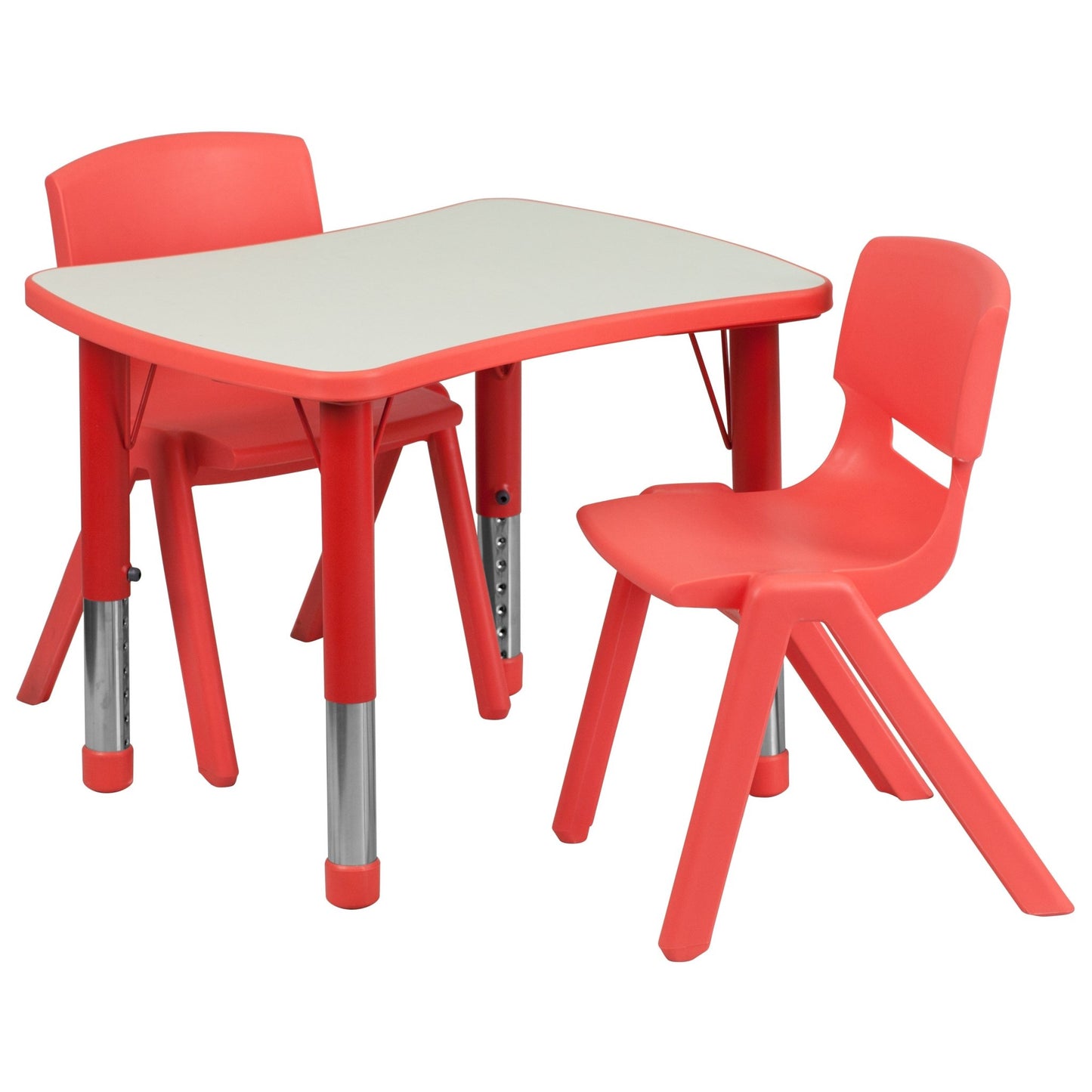 Emmy 21.875''W x 26.625''L Rectangular Plastic Height Adjustable Activity Table Set with 2 Chairs - SchoolOutlet
