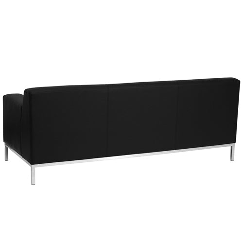 Flash Furniture HERCULES Definity Series Contemporary Black Leather Sofa with Stainless Steel Frame (FLA-ZB-DEFNTY-8009-SOFA-BK-GG) - SchoolOutlet