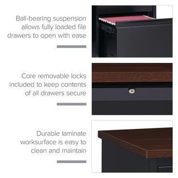 Hirsh Double Pedestal Office Desk with Center Drawer for Home, Office, or School, 30" D x 60" W - SchoolOutlet