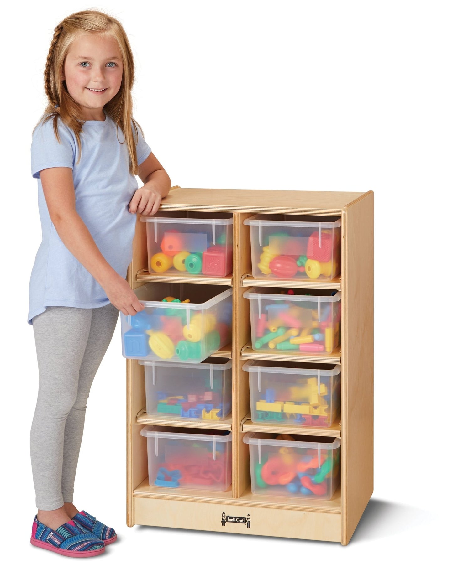 Jonti-Craft Baltic Birch Eight-Tray Mobile Storage Unit with Clear Trays (Jonti-Craft JON-06060JC) - SchoolOutlet