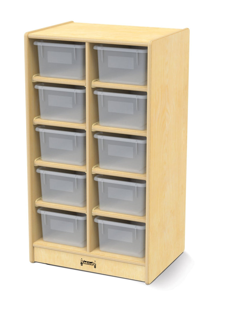 Jonti-Craft Baltic Birch 10-Cubby Mobile Storage Unit with Clear Trays (Jonti-Craft JON-06110JC) - SchoolOutlet