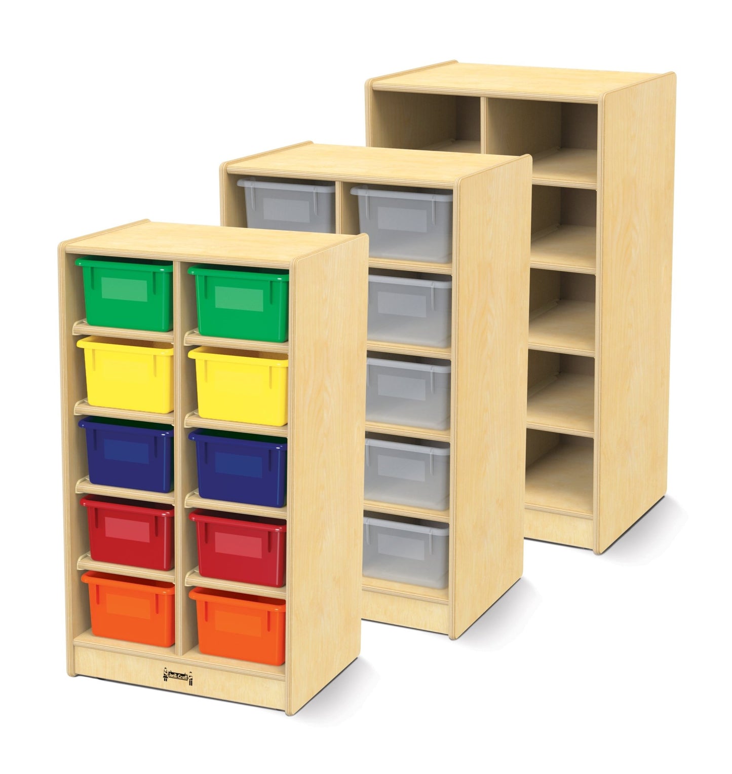 Jonti-Craft Baltic Birch 10-Cubby Mobile Storage Unit with Colorful Trays (Jonti-Craft JON-0611JC) - SchoolOutlet