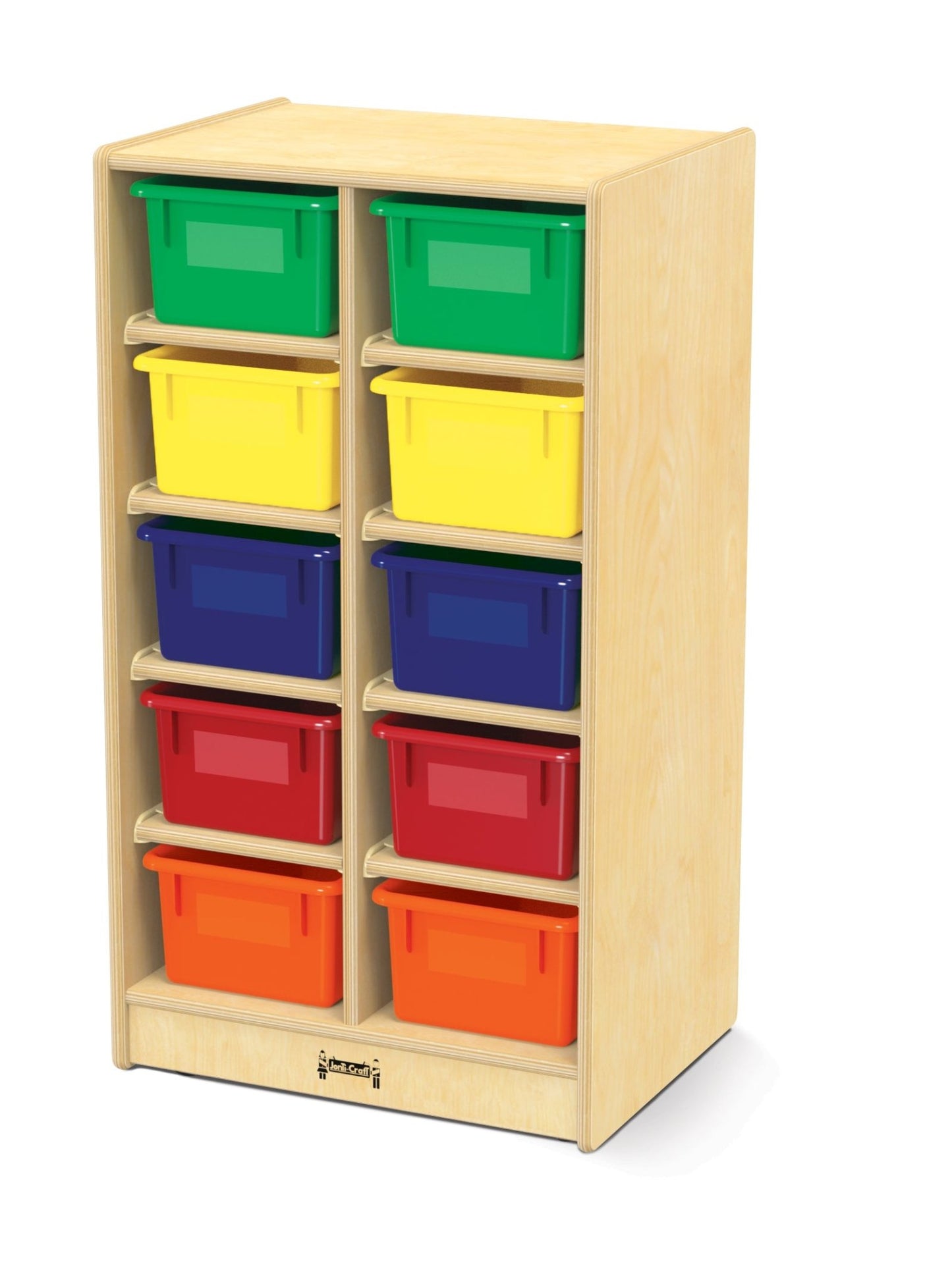 Jonti-Craft Baltic Birch 10-Cubby Mobile Storage Unit with Colorful Trays (Jonti-Craft JON-0611JC) - SchoolOutlet