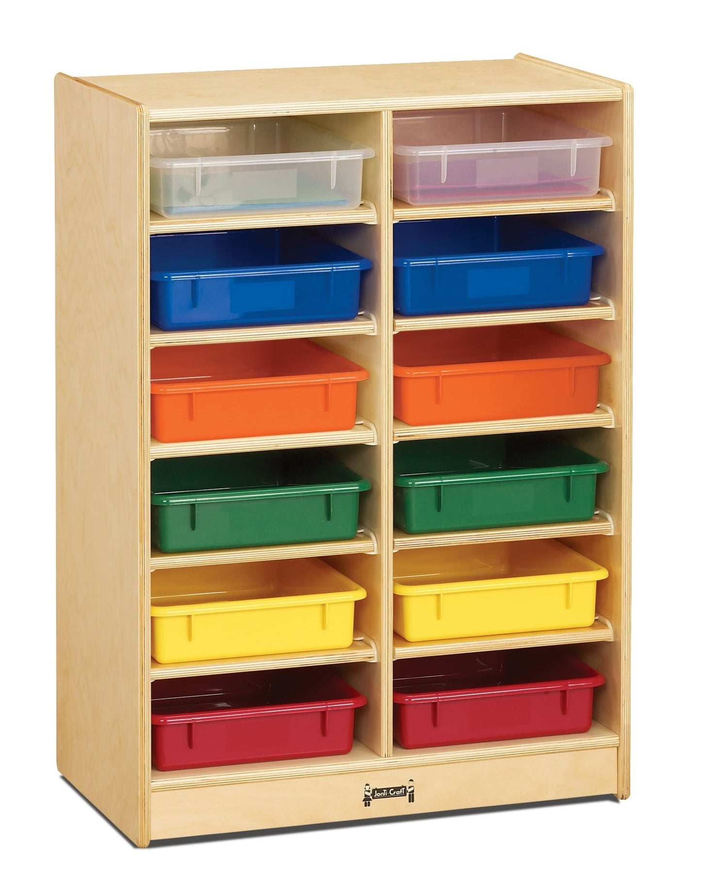 Jonti-Craft Baltic Birch Paper Tray Cubby Unit - 12 Cubbies with Clear Trays (Jonti-Craft JON-06130JC) - SchoolOutlet