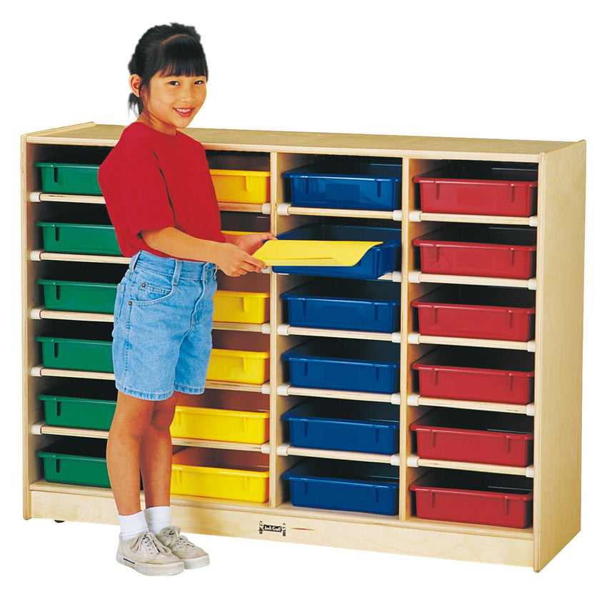 Jonti-Craft Baltic Birch Paper Tray Cubby Unit - 24 Cubbies with Clear Trays (Jonti-Craft JON-06250JC) - SchoolOutlet